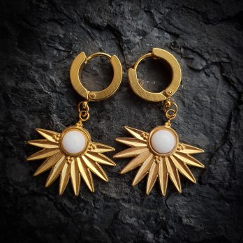 Kolczyki Słoneczne „Iskierki” Biały Jadeit