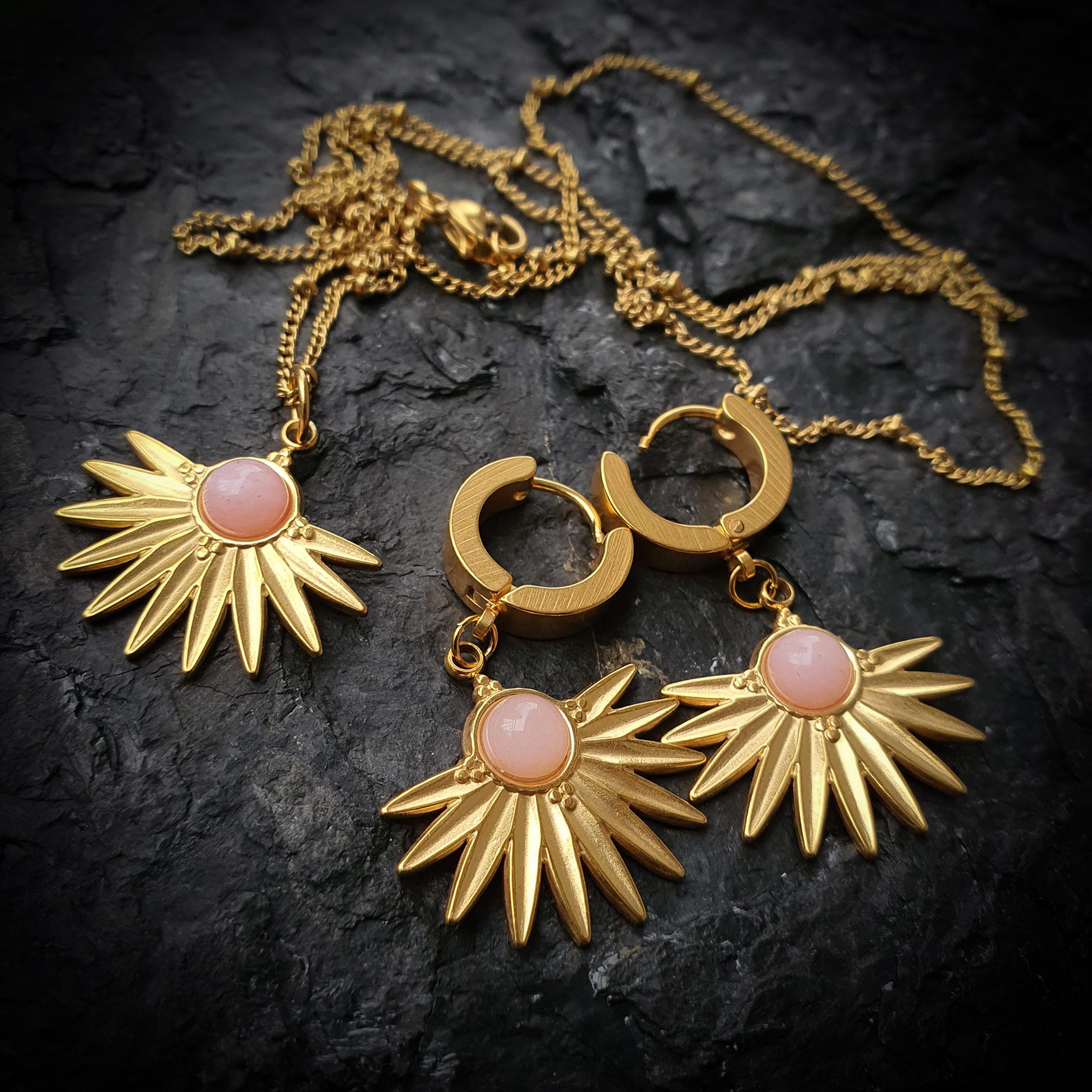 Kolczyki Słoneczne "Iskierki" Kwarc Różowy