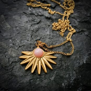 Słoneczny Naszyjnik Różowy Kwarc